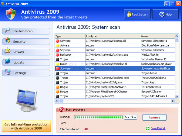 Screen shot of Antivirus 2009