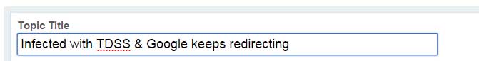 Example of title and description for a new topic using TDSS