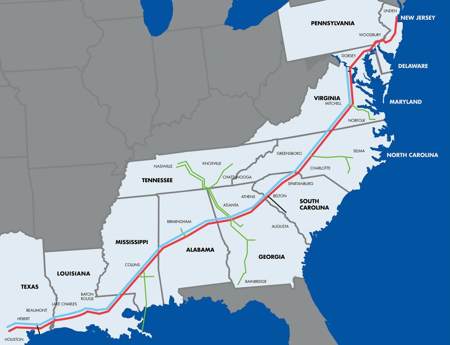 Colonial Pipeline system map