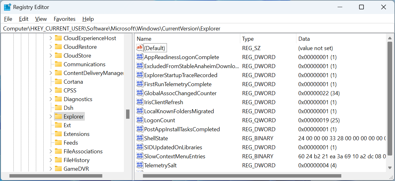 Viewing Registry keys and values in the Windows Registry Editor